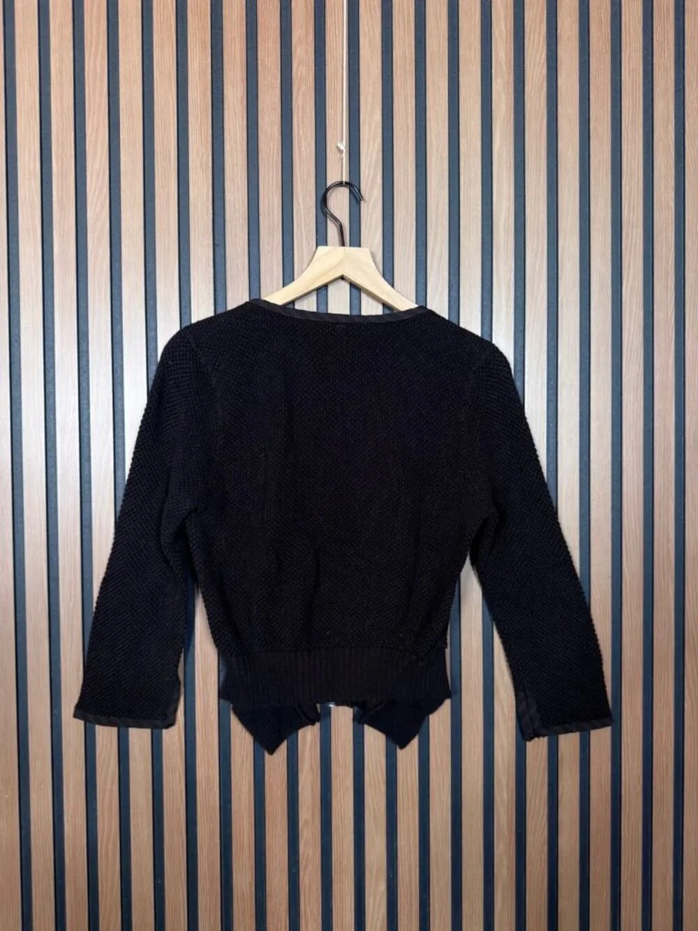 Free People Jacket M / L Brown Half Zip Bead Trim Cropped Clanky Knit Cardigan